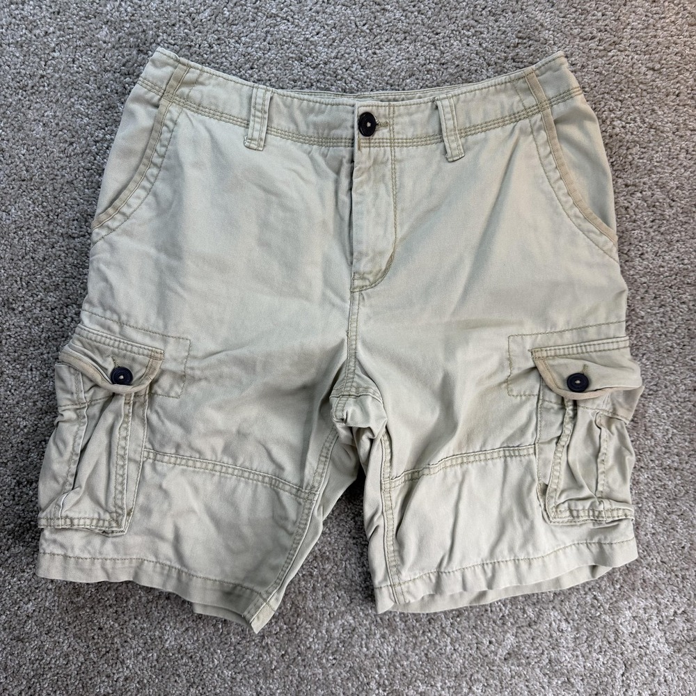 Aeropostale Cargo Shorts Mens 30 Beige Cotton Canvas Pockets Casual Summer